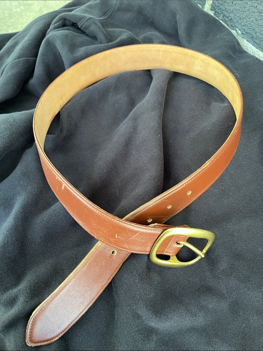 Women's Coach Tan Leather Belt with Brass Buckle